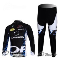 Orbea Pro Team Radbekleidung Satz Fahrradtrikot Langarm und Lang Radhose Schwarz Blau Radtrikot Kaufen