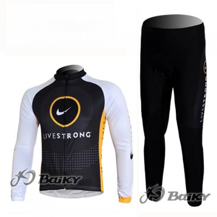 Livestrong Radbekleidung Satz Fahrradtrikot Langarm und Lang Radhose Schwarz Gelb Radtrikot Kaufen