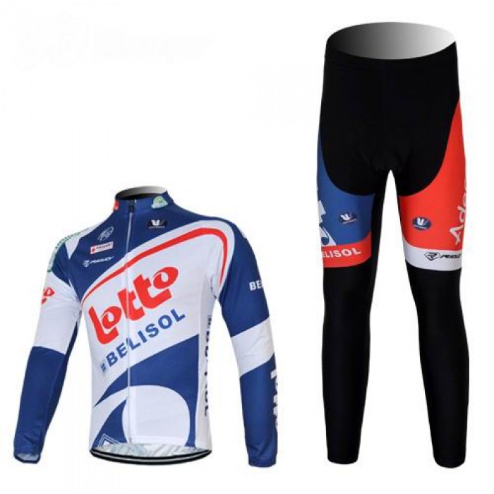 Lotto Belisol Radbekleidung Satz Fahrradtrikot Langarm und Lang Radhose Weiß Blau Radtrikot Kaufen