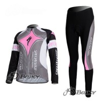 Specialized Pro Team S-Works Radbekleidung Satz Fahrradtrikot Langarm und Lang Radhose Rosa Grau Damen Radtrikot Kaufen