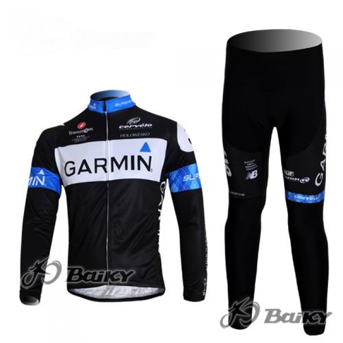 Garmin Barracuda Pro Team Radbekleidung Satz Fahrradtrikot Langarm und Lang Radhose Schwarz Blau Radtrikot Kaufen