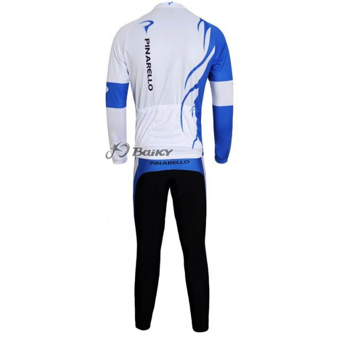 Pinarello Pro Team Radbekleidung Satz Fahrradtrikot Langarm und Lang Radhose Weiß Blau Radtrikot Kaufen