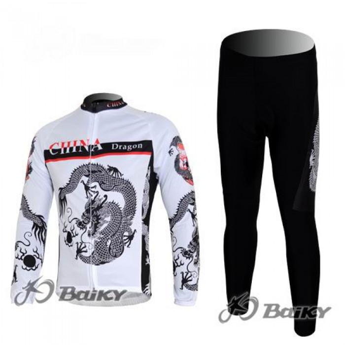 China Dragon Radbekleidung Satz Fahrradtrikot Langarm und Lang Radhose Weiß Radtrikot Kaufen