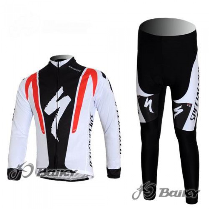 Specialized Pro Team S-Works Radbekleidung Satz Fahrradtrikot Langarm und Lang Radhose Weiß Schwarz Rot Radtrikot Kaufen