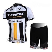 RadioShack Trek Nissan Livestrong Radbekleidung Radtrikot Kurzarm und Fahrradhosen Kurz Weiß Schwarz Gelb Radtrikot Kaufen