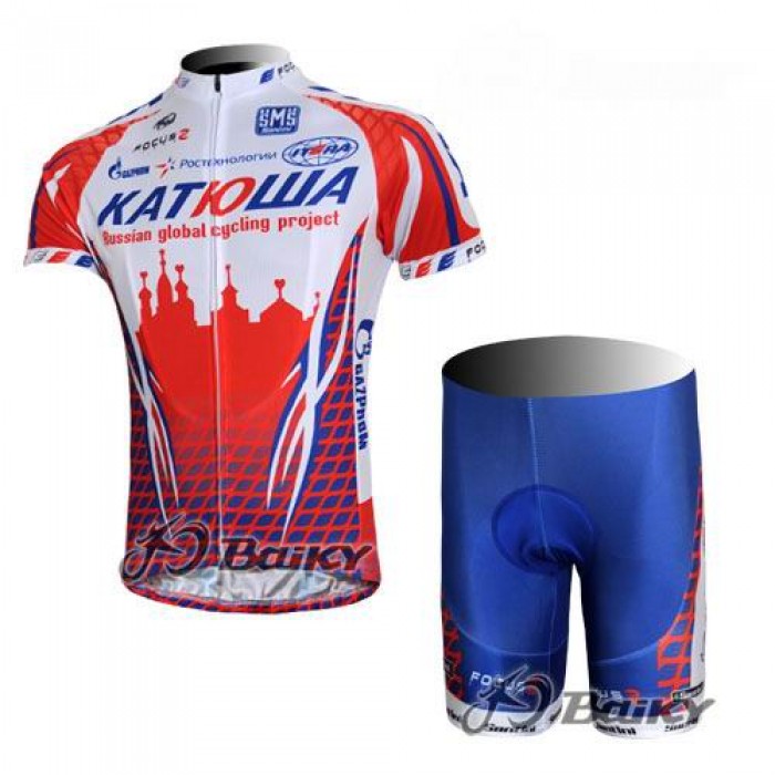 Katusha Russland Radtrikot Kurzarm Kurz Radhose Kits Weiß Rot Radtrikot Kaufen