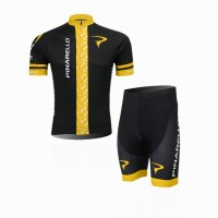 2014 Pinarello Radbekleidung Radtrikot Kurzarm und Fahrradhosen Kurz Schwarz Gelb Radtrikot Kaufen