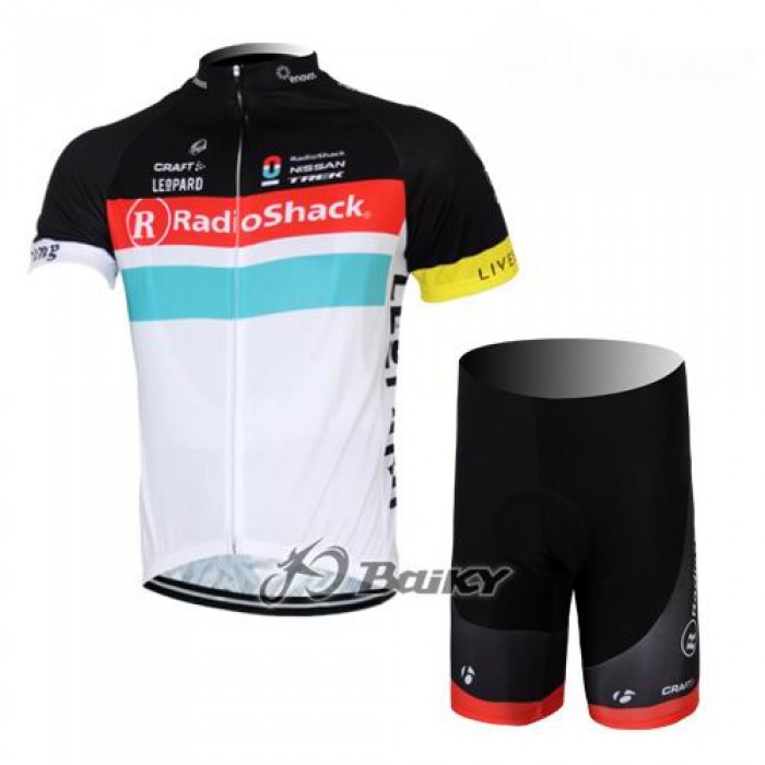RadioShack Trek Nissan Aero Radbekleidung Radtrikot Kurzarm und Fahrradhosen Kurz Weiß Radtrikot Kaufen