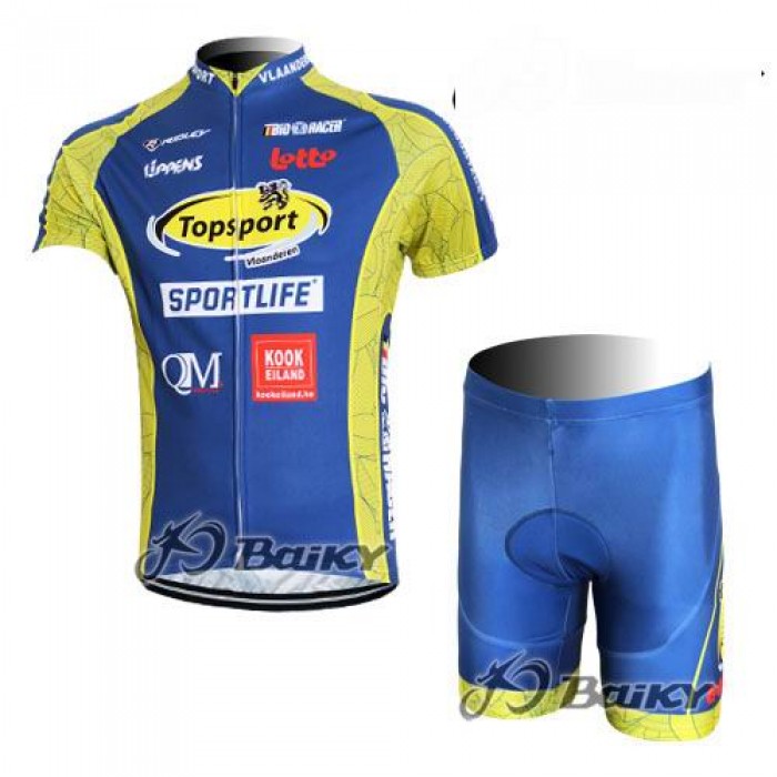 Topsport Radbekleidung Radtrikot Kurzarm und Fahrradhosen Kurz Blau Gelb Radtrikot Kaufen