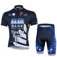 2013 Saxo Bank Tinkoff Pro Team Radtrikot Kurzarm und Kurz Radhose Kits Dunkel Blau Radtrikot Kaufen