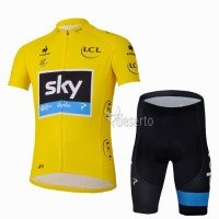 2013 Team Sky Gelbes Trikot Radbekleidung Radtrikot Kurzarm und Fahrradhosen Kurz Radtrikot Kaufen