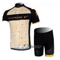 2012 LiveStrong Radbekleidung Radtrikot Kurzarm und Fahrradhosen Kurz Schwarz Gelb Radtrikot Kaufen