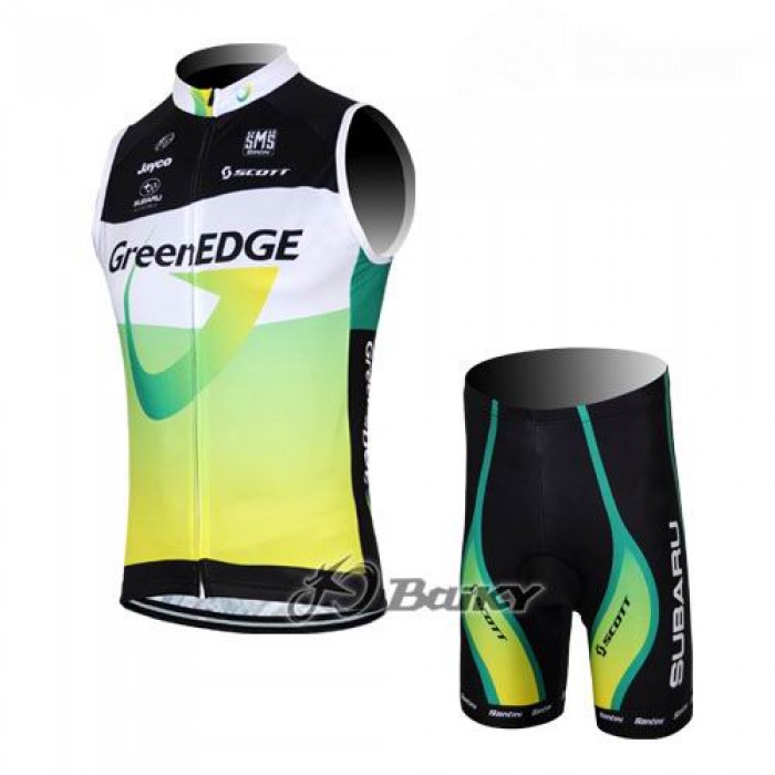 Green Edge ärmelloses TrikotRadbekleidung Radtrikot Kurzarm und Fahrradhosen Kurz Grün Radtrikot Kaufen