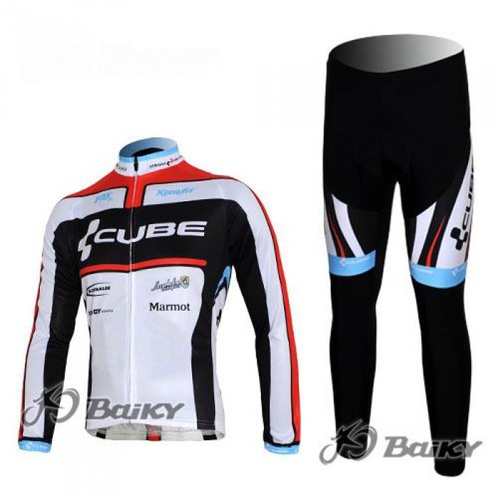 Cube Fintro Fahrradbekleidung Radtrikot Satz Langarm und Lange Fahrradhose Weiß Schwarz Rot Radtrikot Kaufen