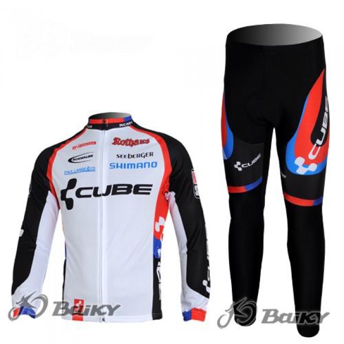 Cube Fintro Fahrradbekleidung Radtrikot Satz Langarm und Lange Fahrradhose Weiß Schwarz Radtrikot Kaufen