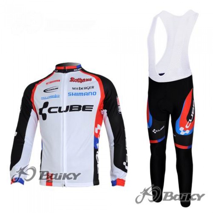 Cube Fintro Fahrradbekleidung Radtrikot Satz Langarm und Lange Trägerhose Weiß Schwarz Radtrikot Kaufen