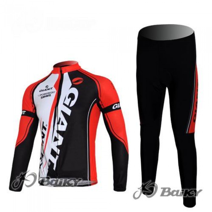 Giant Sram Pro Team Fahrradbekleidung Radtrikot Satz Langarm und Lange Fahrradhose Rot Weiß Schwarz Radtrikot Kaufen