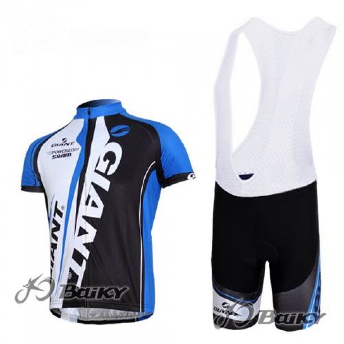 Giant Sram Pro Team Radtrikot Kurzarm Kurz Trägerhose Kits Weiß Blau Schwarz Radtrikot Kaufen