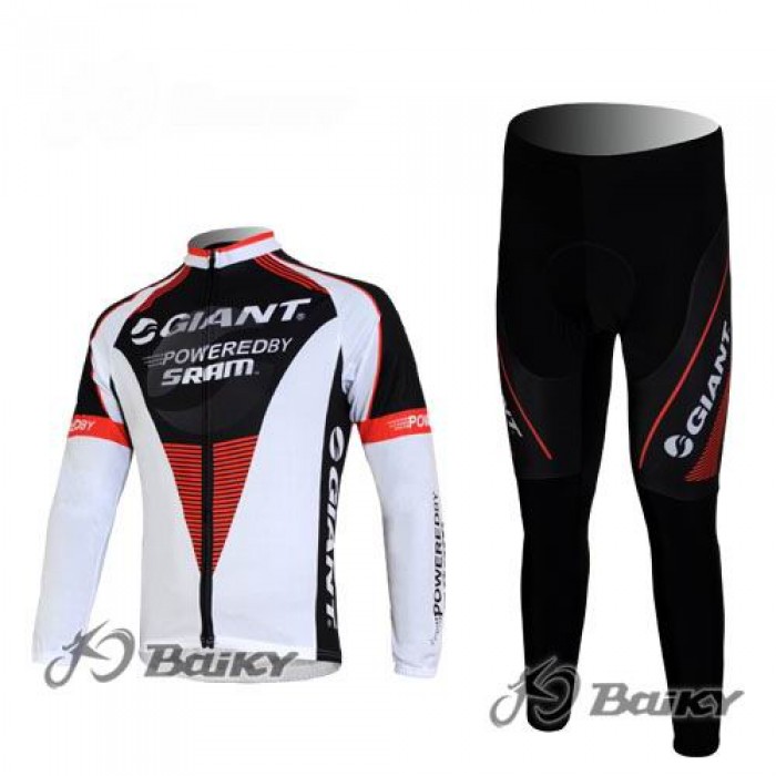 Giant Sram Pro Team Fahrradbekleidung Radtrikot Satz Langarm und Lange Fahrradhose Weiß Schwarz Rot Radtrikot Kaufen