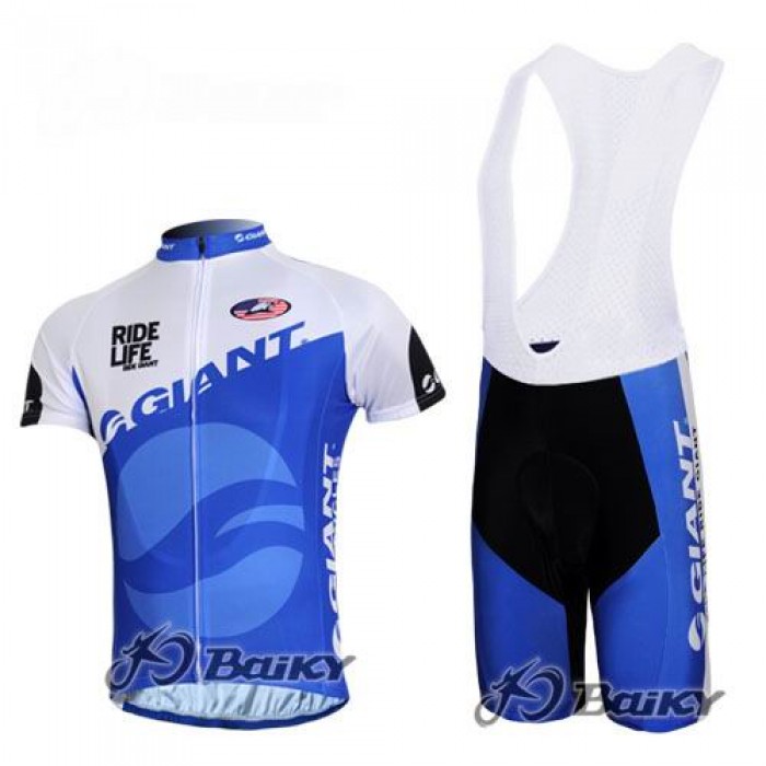 Giant Sram Pro Team Radtrikot Kurzarm Kurz Trägerhose Kits Blau Weiß Radtrikot Kaufen