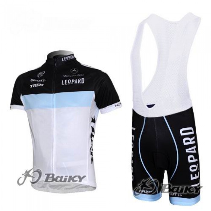 Leopard Trek Pro Team Fahrradbekleidung Satz Fahrradtrikot Kurzarm Trikot und Kurz Trägerhose Schwarz Blau Weiß Radtrikot Kaufen