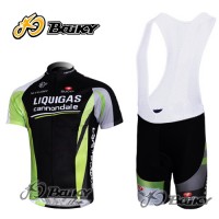 Liquigas Cannondale Fahrradbekleidung Satz Fahrradtrikot Kurzarm Trikot und Kurz Trägerhose Schwarz Grün Radtrikot Kaufen