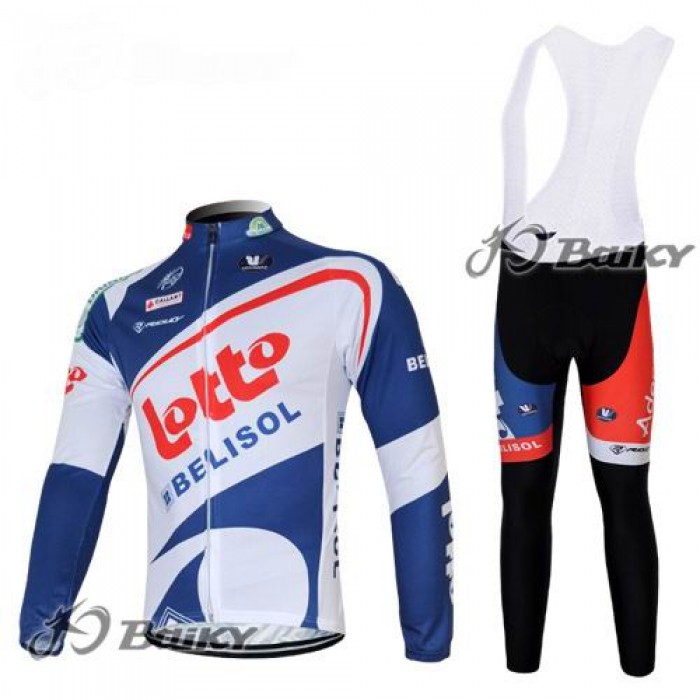 Lotto Belisol Fahrradbekleidung Radtrikot Satz Langarm und Lange Trägerhose Weiß Blau Radtrikot Kaufen