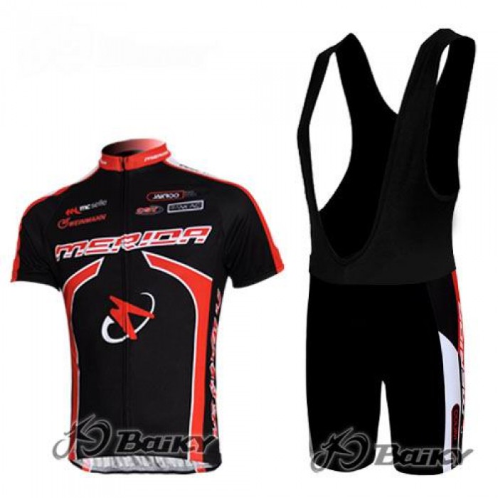 Merida Multivan Flex Stay Fahrradbekleidung Satz Fahrradtrikot Kurzarm Trikot und Kurz Trägerhose Schwarz Rot Radtrikot Kaufen