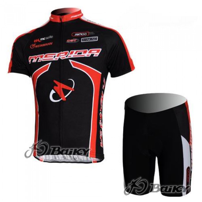 Merida Multivan Flex Stay Radbekleidung Radtrikot Kurzarm und Fahrradhosen Kurz Schwarz Rot Radtrikot Kaufen