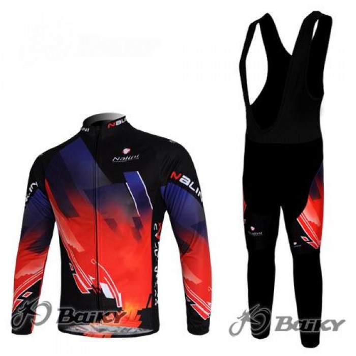 Nalini Pro Team Fahrradbekleidung Radtrikot Satz Langarm und Lange Trägerhose Rot Schwarz Radtrikot Kaufen