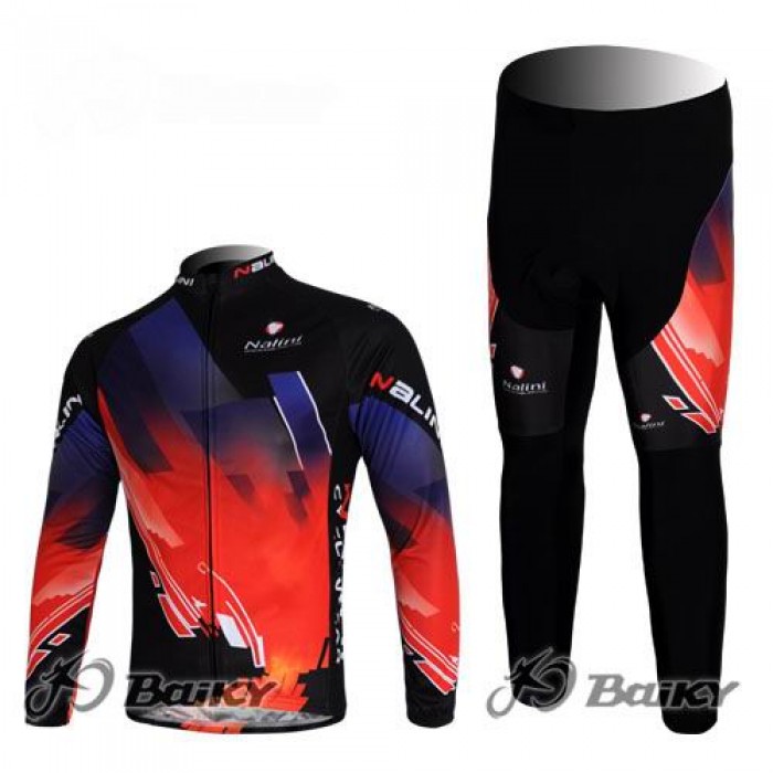 Nalini Pro Team Fahrradbekleidung Radtrikot Satz Langarm und Lange Fahrradhose Rot Schwarz Radtrikot Kaufen