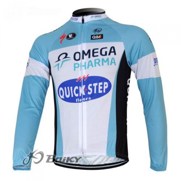 Omega Pharma Quick Step Pro Team Fahrradtrikot Langarm Blau Weiß Radtrikot Kaufen