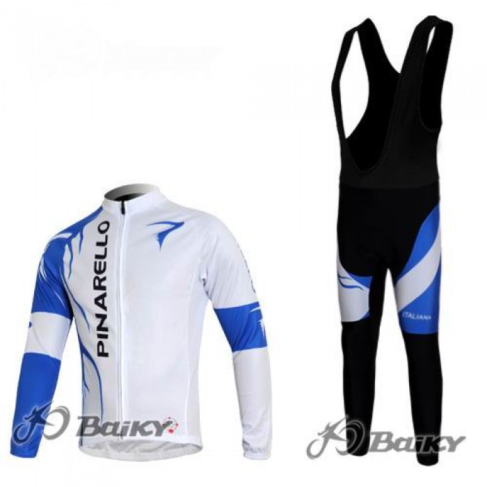 Pinarello Pro Team Fahrradbekleidung Radtrikot Satz Langarm und Lange Trägerhose Weiß Blau Radtrikot Kaufen