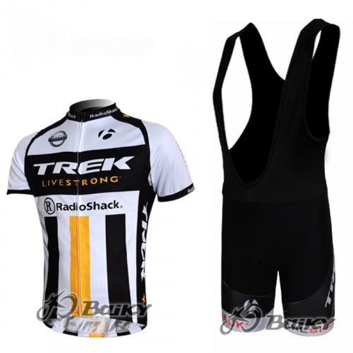 RadioShack Trek Nissan Livestrong Fahrradbekleidung Satz Fahrradtrikot Kurzarm Trikot und Kurz Trägerhose Weiß Schwar Radtrikot Kaufen