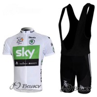 SKY Pro Team Fahrradbekleidung Satz Fahrradtrikot Kurzarm Trikot und Kurz Trägerhose Weiß Grün Radtrikot Kaufen