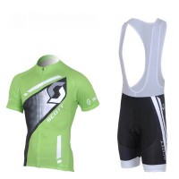 2013 Scott Racing Fahrradbekleidung Satz Fahrradtrikot Kurzarm Trikot und Kurz Trägerhose Grün Schwarz Radtrikot Kaufen