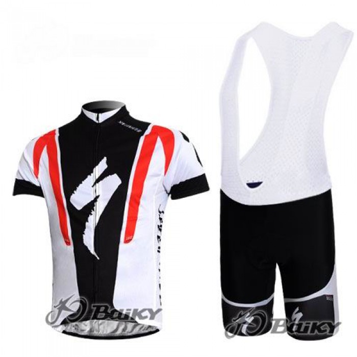 Specialized Pro Team S-Works Fahrradbekleidung Satz Fahrradtrikot Kurzarm Trikot und Kurz Trägerhose Weiß Schwarz Rot Radtrikot Kaufen