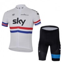 2013 Team Sky Radtrikot Kurzarm und Kurz Radhose Kits Weiß Blau Schwarz Radtrikot Kaufen