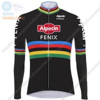 Profiteams Winter 2021 Alpecin Fenix World Champion Schwarz Radsport Trikot Langarm NLQHS Radtrikot Kaufen