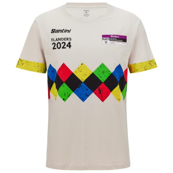 Herren Santini UCI Gravel Weltmeisterschaft T-Shirt Flandern 2024 Radtrikot Kaufen