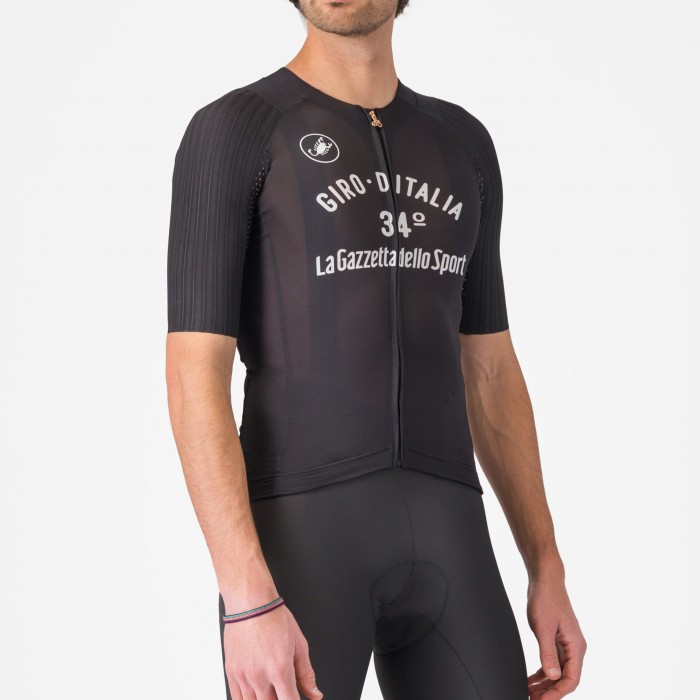 Herren Vintage Schwarz trikot 34 Giro d'Italia 2025 Radtrikot Kaufen
