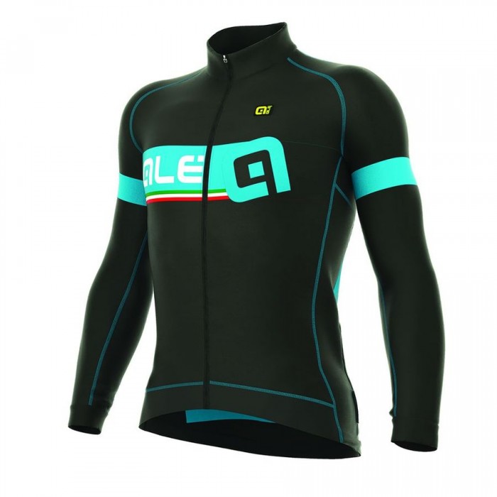 2016 ALE ADRIATICO Radtrikot Langarm-Schwarz LIGHT BLAU Radtrikot Kaufen