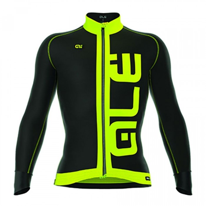 2016 ALE ARCOBALENO Radtrikot Langarm-Schwarz GELB FLUO Radtrikot Kaufen