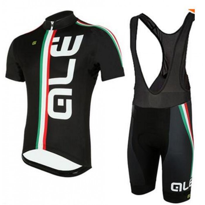 2016 ALE schwarz Fahrradbekleidung Satz Fahrradtrikot Kurzarm Trikot und Kurz Trägerhose Radtrikot Kaufen