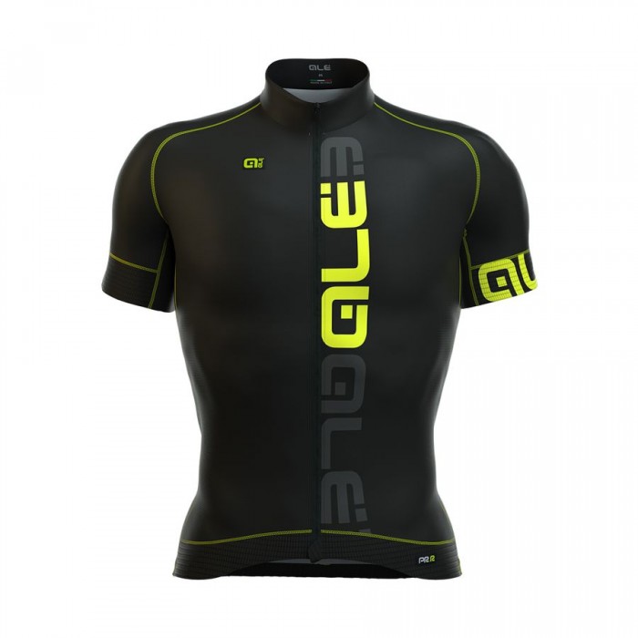 2016 ALE Graphics PRR Nominal-schwarz gelbs Fluo Radtrikot Kurzarm Radtrikot Kaufen