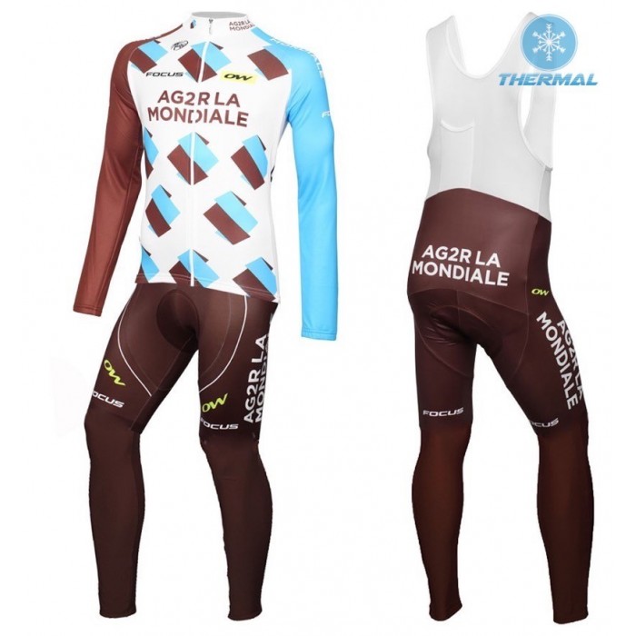 2016 Team Ag2r thermisch Fahrradbekleidung Satz Radtrikot Langarm+Lang Trägerhose Radtrikot Kaufen