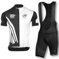 2016 Assos Weiß Schwarz Fahrradbekleidung Radtrikot und Trägerhosen Set Radtrikot Kaufen