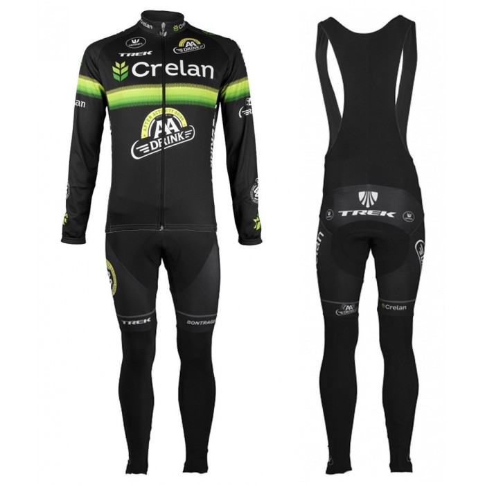 2016 Crelan-AA Drink Schwarz Fahrradbekleidung Satz Radtrikot Langarm+Lang Trägerhose Radtrikot Kaufen