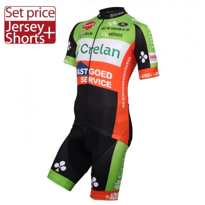 2016 CRELAN -VASTGOEDSERVICE Radbekleidung Radtrikot Kurzarm und Fahrradhosen Kurz Radtrikot Kaufen