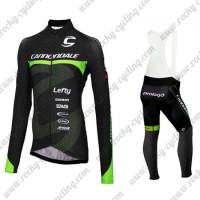 2016 Team Cannondale Winter Fahrradbekleidung Radtrikot Satz Langarm und Lange Trägerhose Schwarz Grün Radtrikot Kaufen